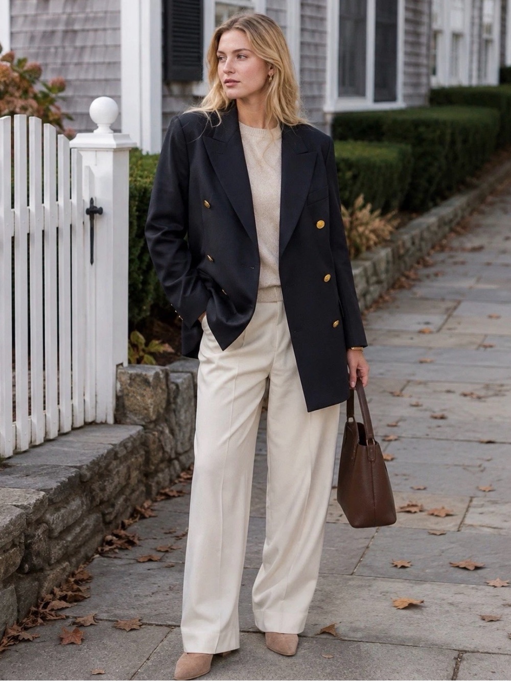 Façonnable Vintage 90s Navy Gold Button Blazer Italy Women 6 / 42